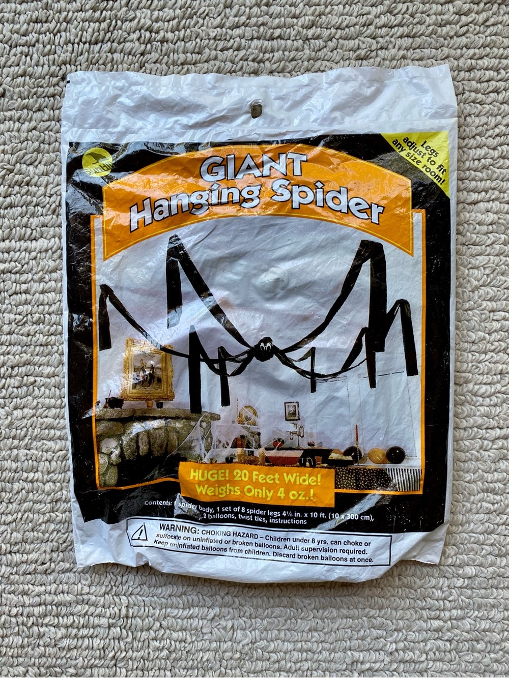 Vintage Halloween Giant Hanging Spider
